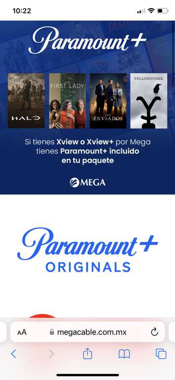 Paramount Gratis con megacable (Teniendo Xview o Xview+) 
