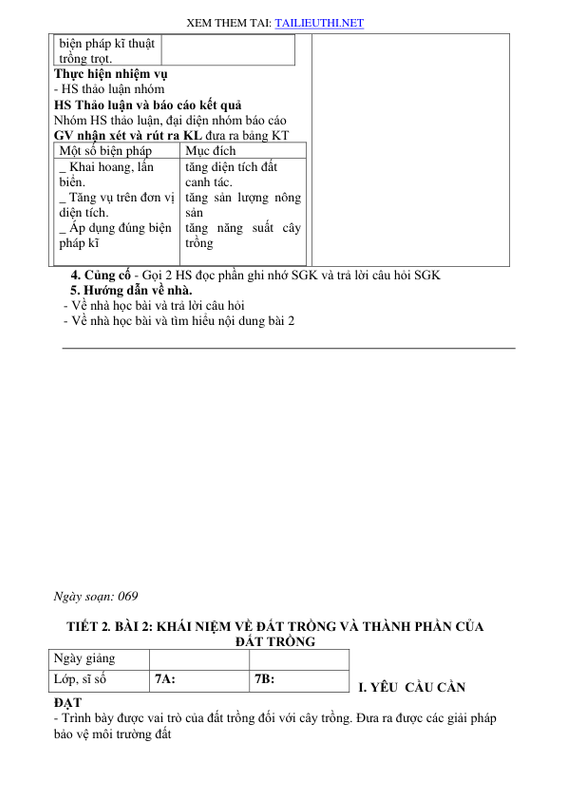 Giáo án Công nghệ 7 - Hình ảnh minh họa 3