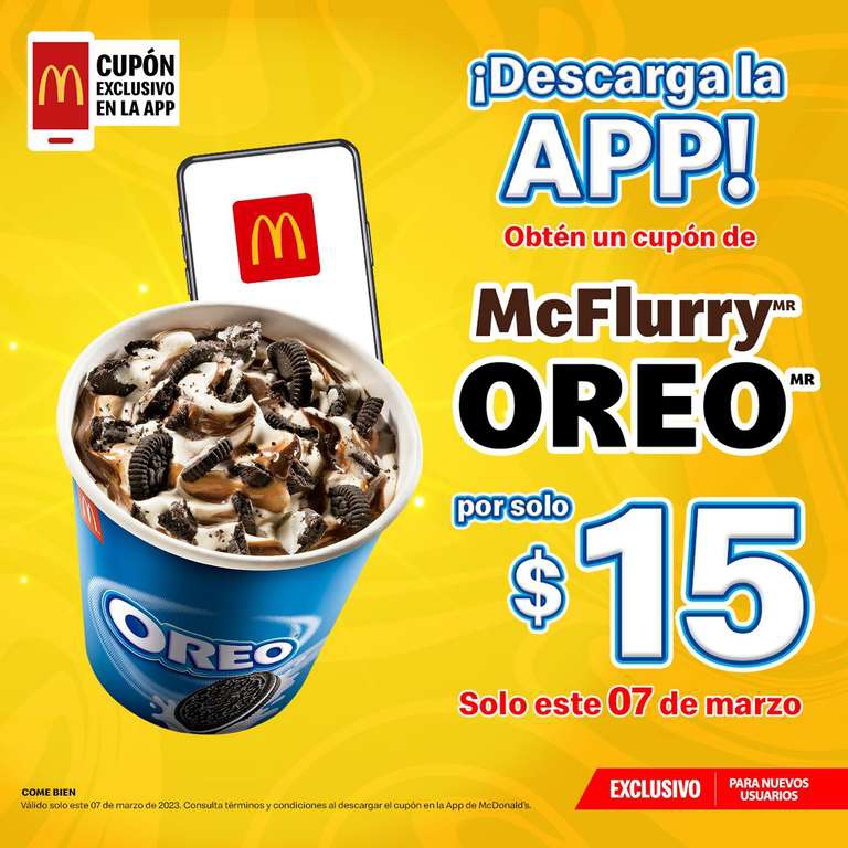 McDonald's: McFlurry Oreo $15 (7 de marzo) 
