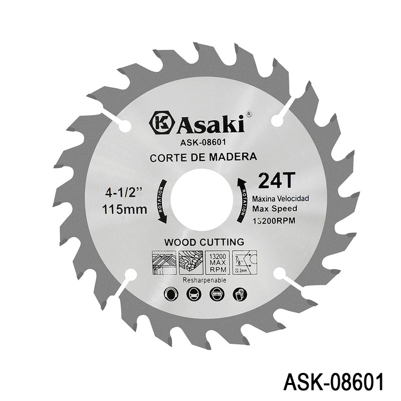 DISCO DE SIERRA P.MADERA 4-1/2"X24TX7/8"24 DIENTES ASAKI
