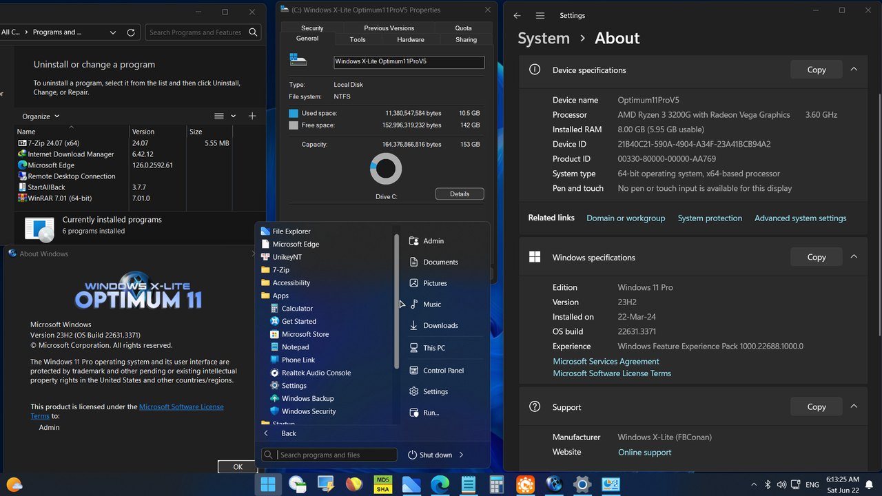 2024-06-22-061325-Windows-X-Lite-Optimum-11-23-H2-Pro-v5-FBConan-Build-22631-3371-AMD64.png