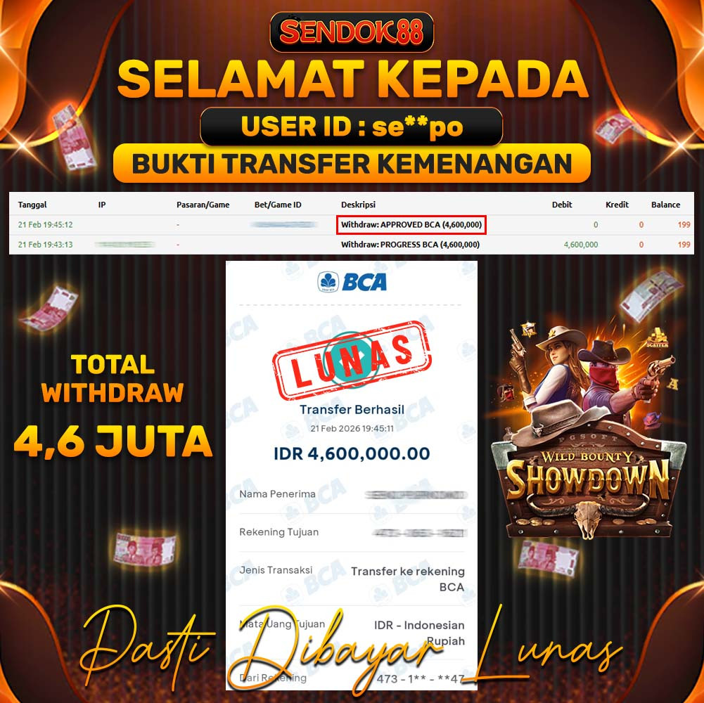 SENDOK88 JEPE! WILD BOUNTY SHOWDOWN Rp 4.600.000,- LUNAS!