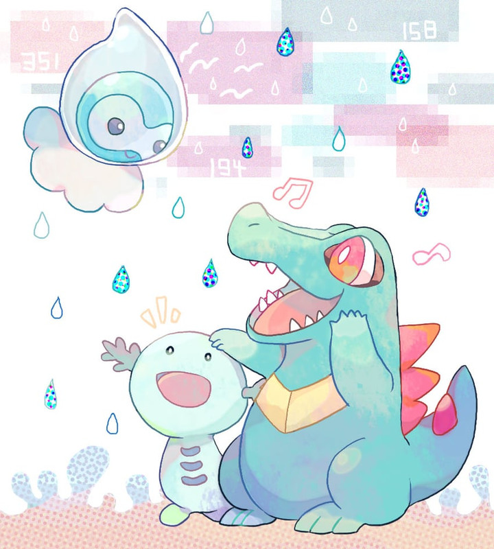 totodile-wooper-and-castform-pokemon-dra