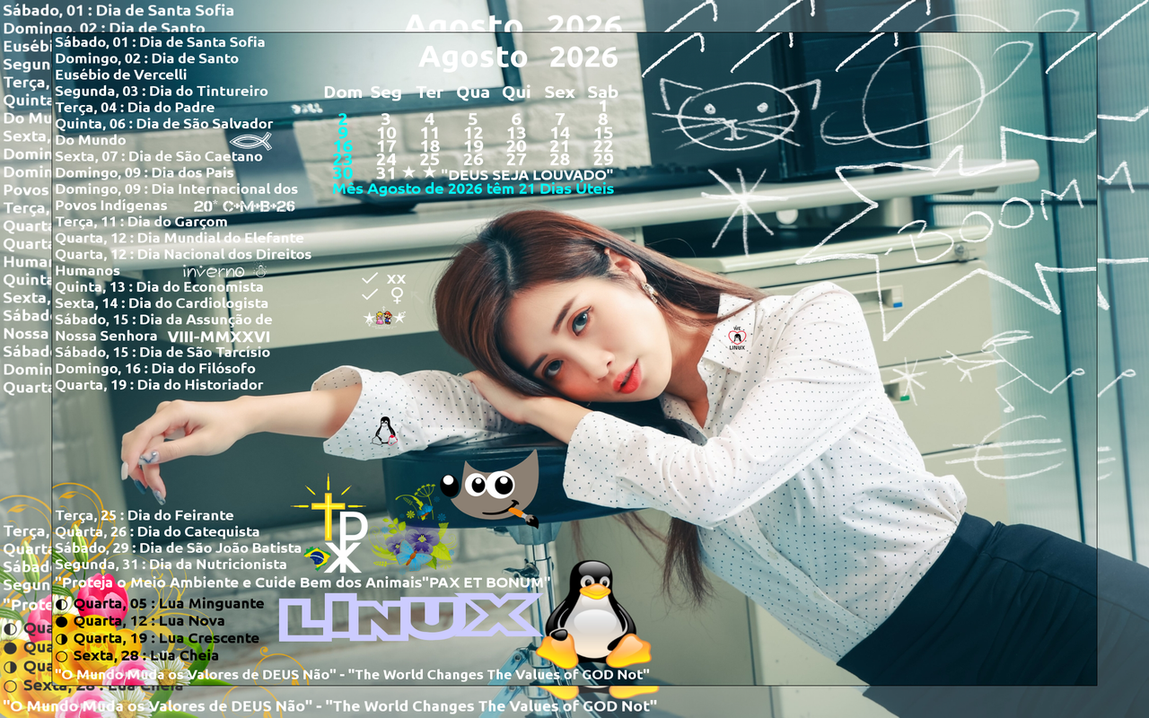 Ni Ye Ming Calendário Agosto 2026 Self Bordered Image Magick LINUX 0000001