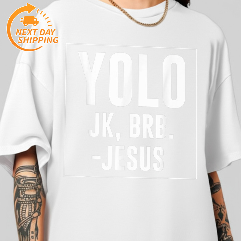 B08YPF3QBK Yolo Jk Brb Jesus Quotes Christ Risen Easter Day T Shirt MK1