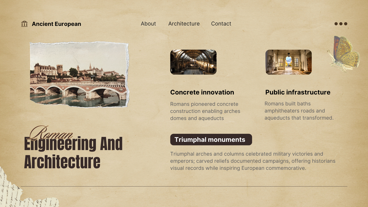 Brown Simple Ancient European Architecture Presentation