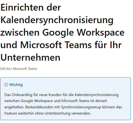 Kalendersynchronisierung zwischen Google Workspace und Microsoft Teams Kalendersynchronisierung zwischen Google Workspace und Microsoft Teams