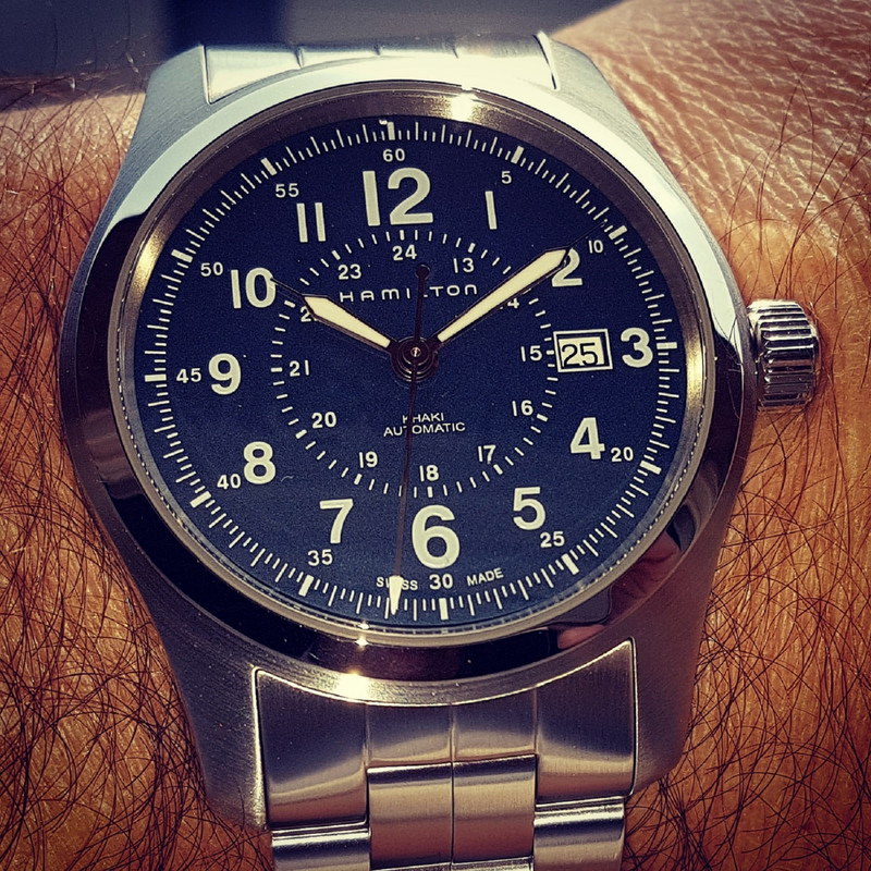 Hamilton Khaki Field Auto 42 mm 100M Blue Dial Bracelet #H70605143 (2)