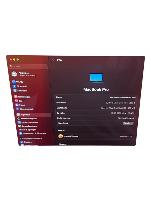 MacBook Pro A1706 Bild 8
