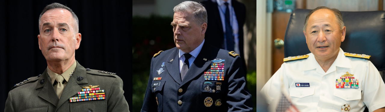 De gauche à droite, le Ministre fédéral à la Défense, le Général Maxwell Ledford (PUR-GUN), le Ministre fédéral aux armées, le Général Richard Meylan (SE), le Chef d’État-major des armées, l’Amiral Nobuyoshi Kaminaga. De gauche à droite, le Ministre fédéral à la Défense, le Général Maxwell Ledford (PUR-GUN), le Ministre fédéral aux armées, le Général Richard Meylan (SE), le Chef d’État-major des armées, l’Amiral Nobuyoshi Kaminaga.