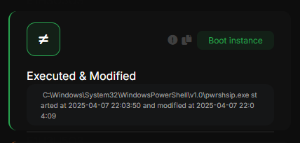 Executed and Modified detection screenshot