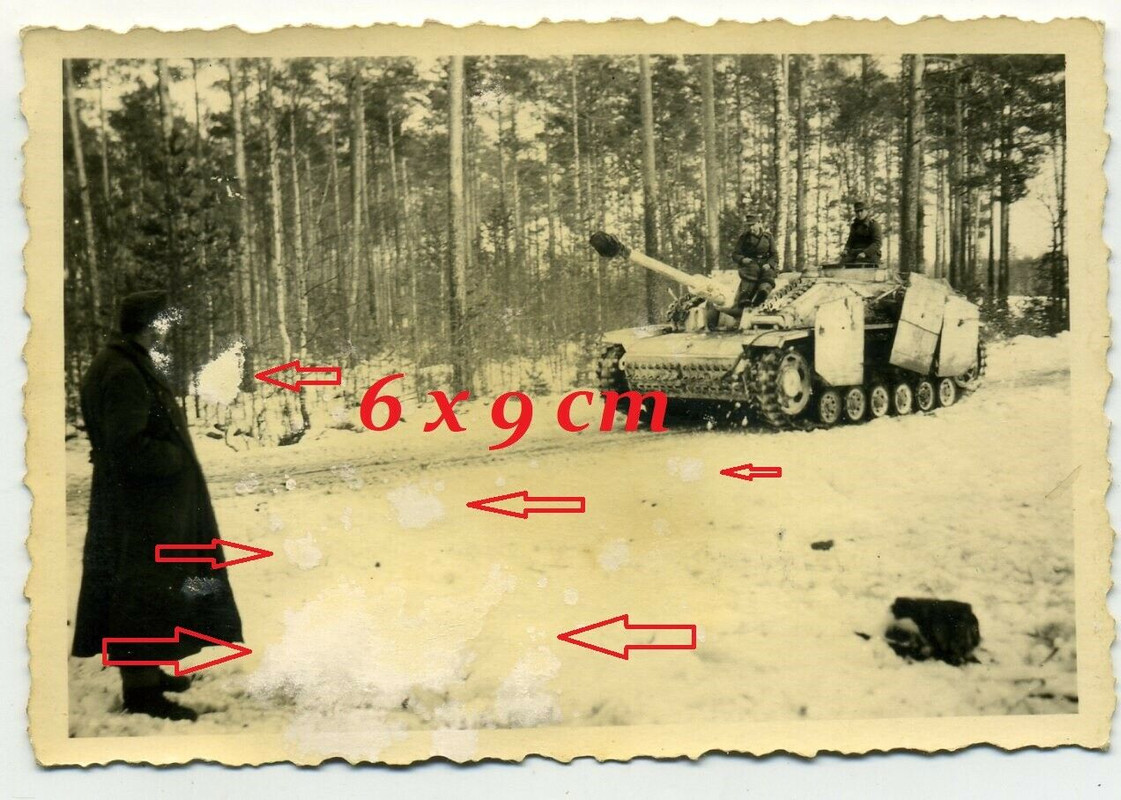 Foto HKL Panzer Sturmgeschütz StuG Langrohr Seitenschürze Wintertarn Russland 44