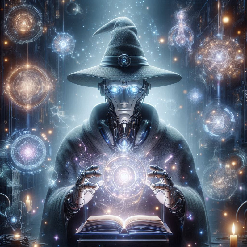 Imagen que muestra un robot con estilo magico para representar la magia de los agentes.