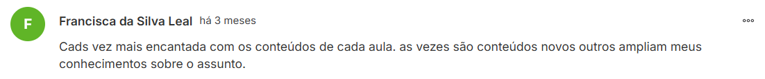 Depoimento de aluna