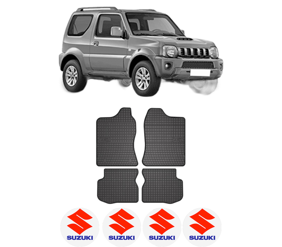 Set covorase presuri SUZUKI JIMNY Closed Off-Road Vehicle (SN) din 1998-2005, auto, din cauciuc thermoplastic, 4 Stickere auto cu SUZUKI
