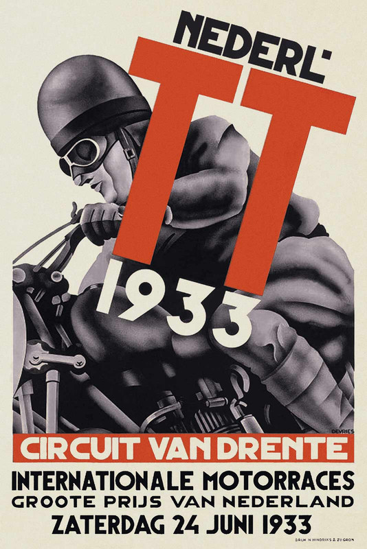 Netherlands TT 1933 VINTAGE MOTORCYCLE POSTER Canvas// Photo// Art Print