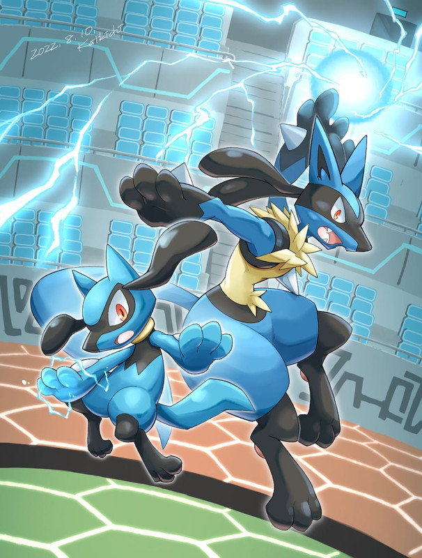 lucario-and-riolu-pokemon-drawn-by-katki