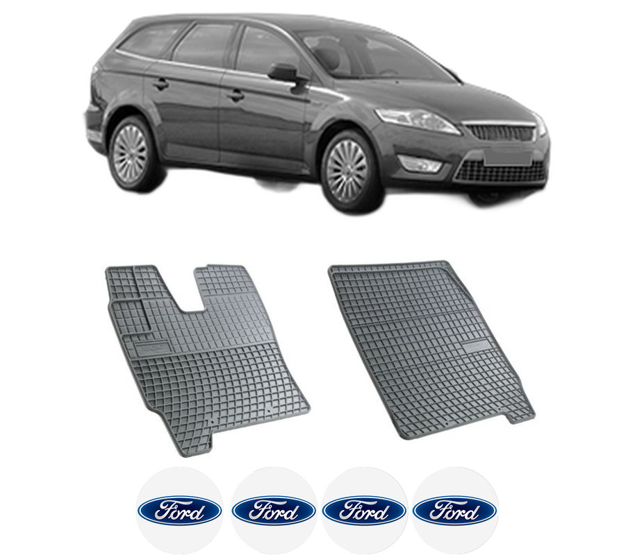Set covorase presuri FORD MONDEO IV Turnier (BA7) din 2007-2015, auto, din cauciuc thermoplastic, 4 Stickere auto cu FORD