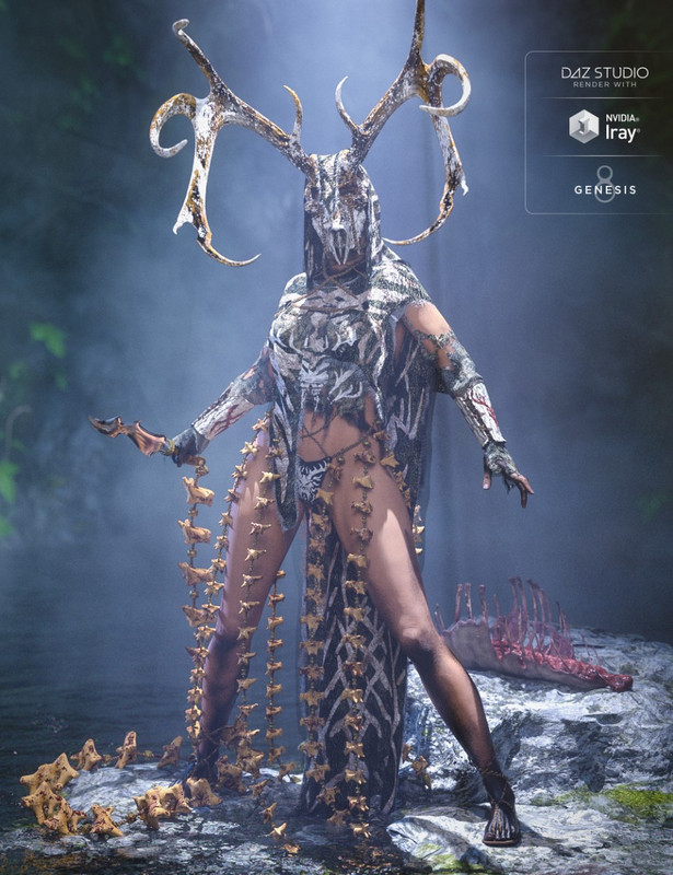 dforce order of the huntress the priestess outfit for genesis 8