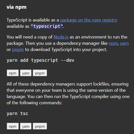when install typescript locally