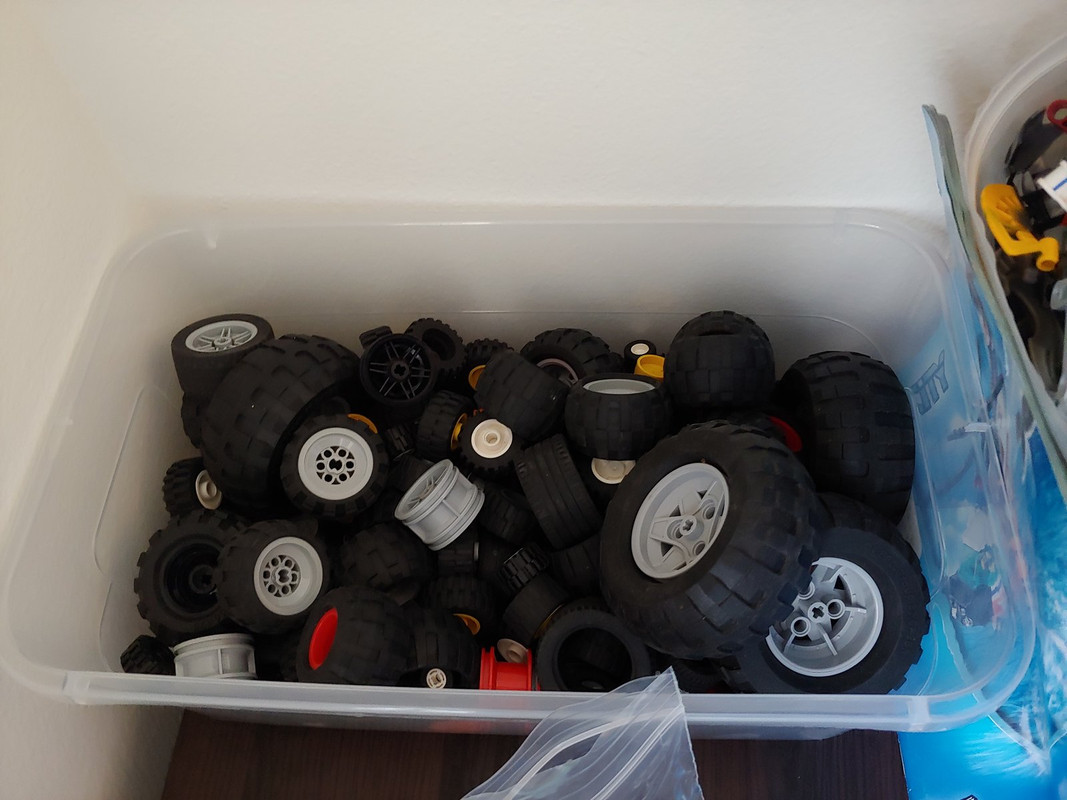 09. The wheels outgrew their bin, so I moved to a bigger one. This won't be the last wheel bin.