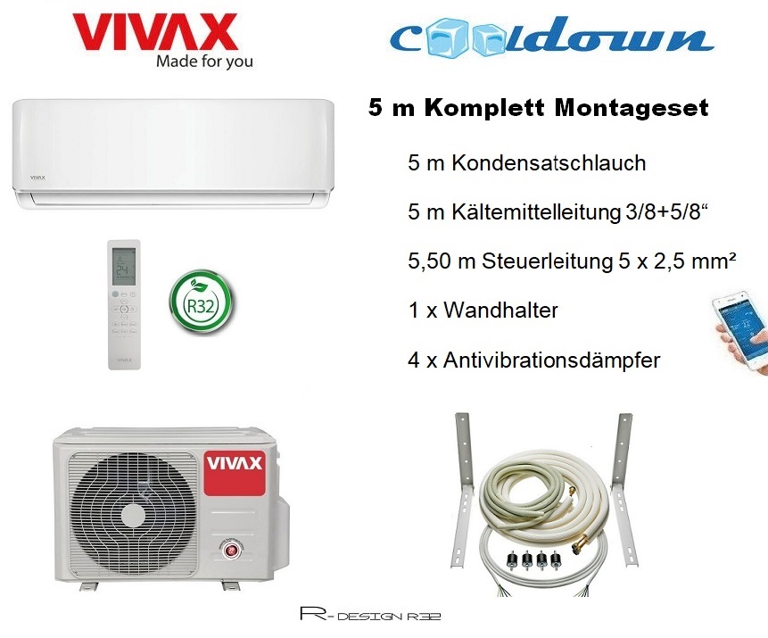 VIVAX R Design 24000 BTU + 5 m Komplett Montageset 7 KW Split Klimaanl –  CoolDown