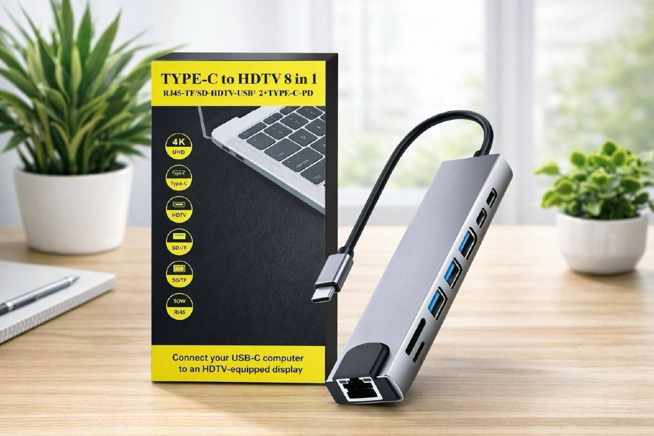 هاب 8 في 1 المتكامل (Type-C to HDTV)