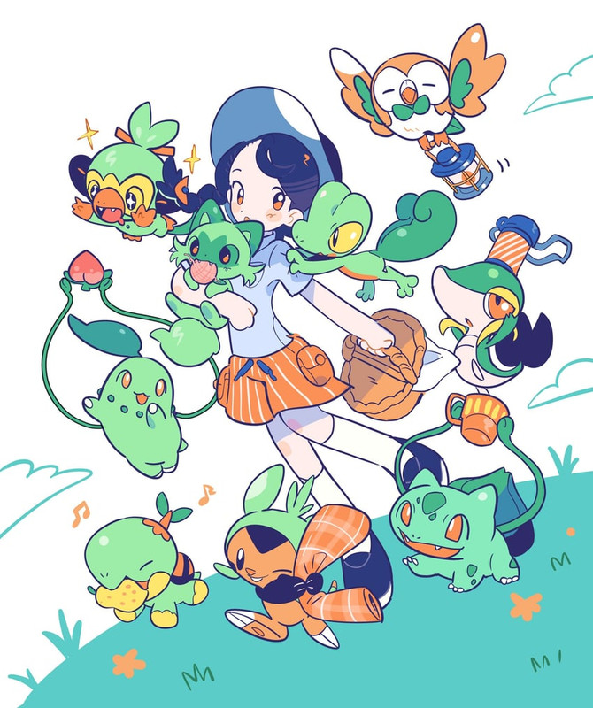 rowlet-bulbasaur-juliana-snivy-sprigatit