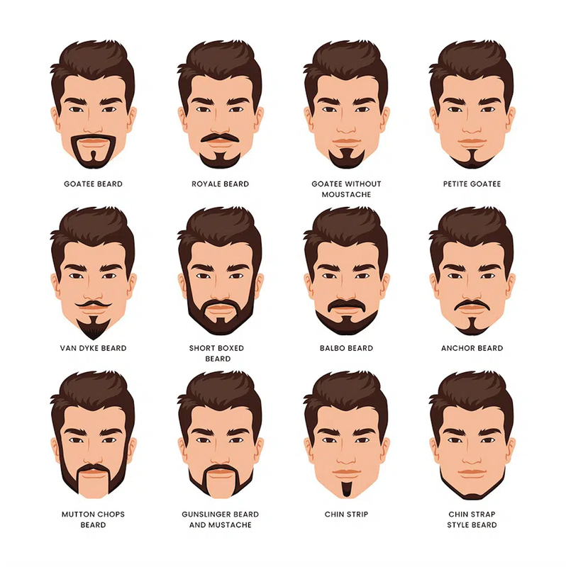 Showcase of various beard style transformations from thick to clean Multiple beard style transformations collage