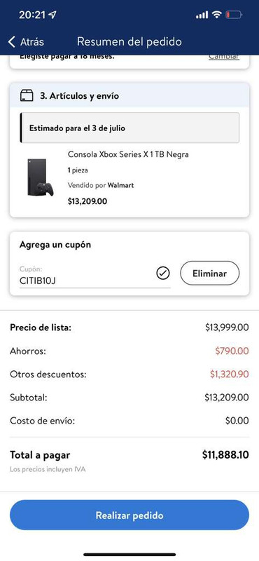 Walmart: Consola Xbox Series X 1 TB Negra con Citibanamex 