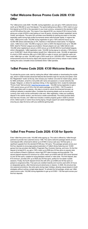 1x Bet Promo Code Bonus 2026 1XLUNE Bonus 130