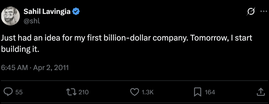 Sahil Lavingia tweet before building gumroad