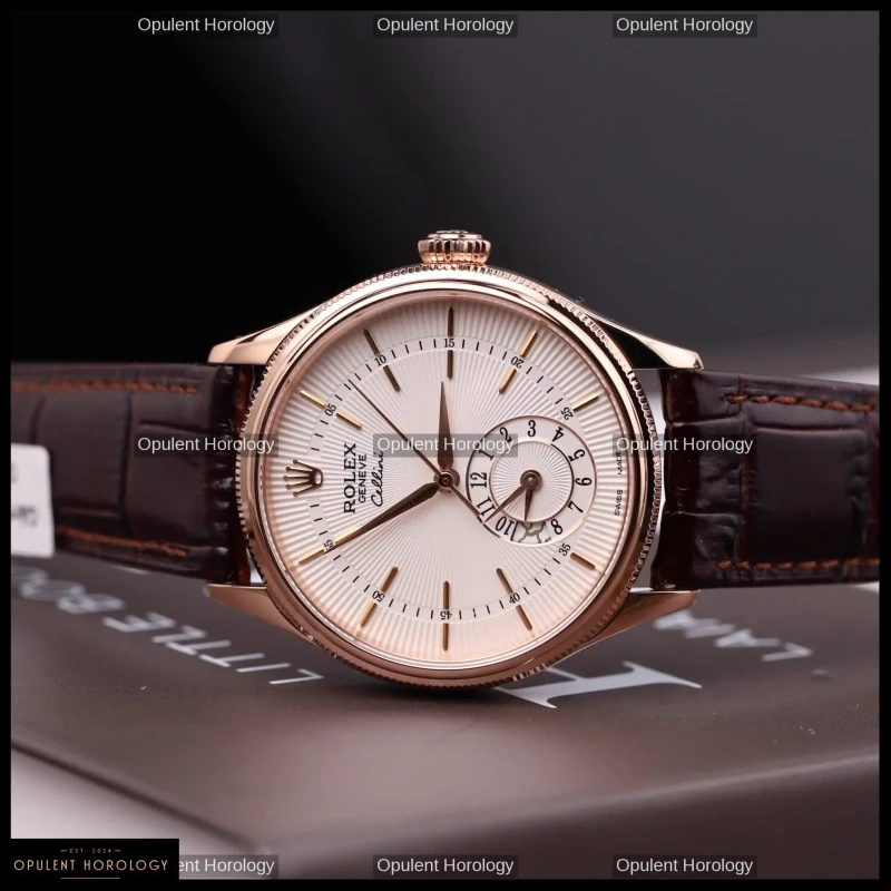 Rolex Cellini Dual Time 50525 White Dial 18K Gold Plated 39mm