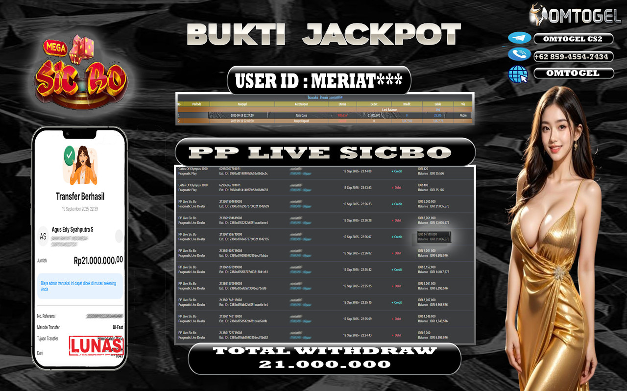 OMTOGEL JACKPOT PRAGMATIC CASINO SIC BO 21 JUTA DI BAYAR LUNAS ,-