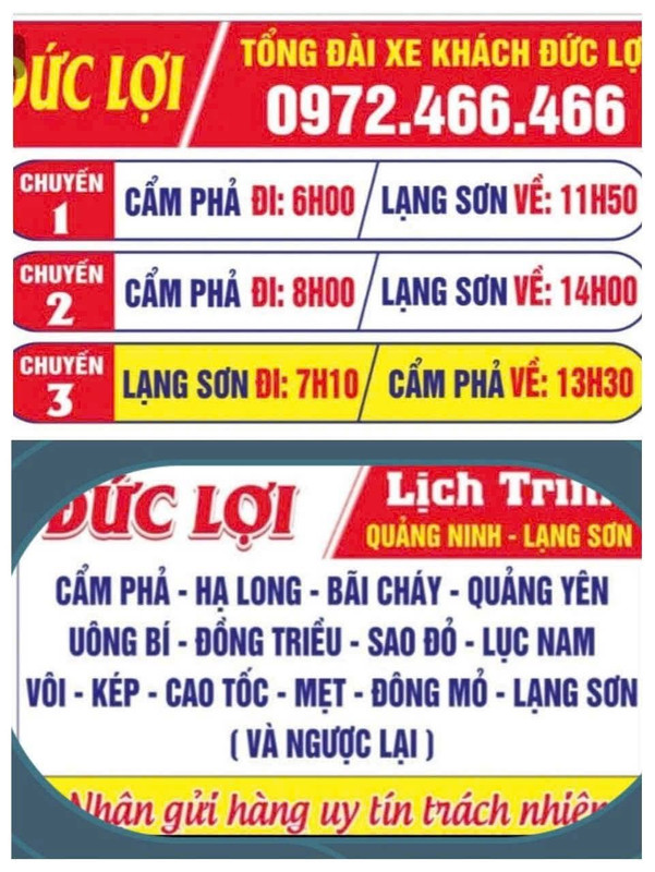 xe đức lợi quảng ninh bắc giang lạng sơn