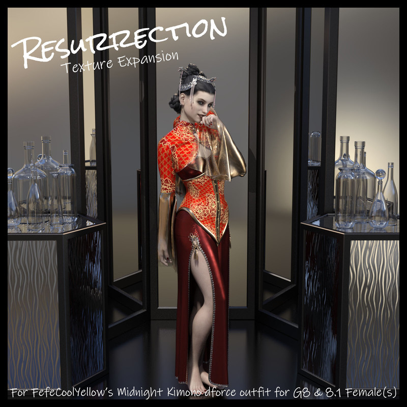 Resurrection for FefeCoolYellow's dForce Midnight Kimono for G8F