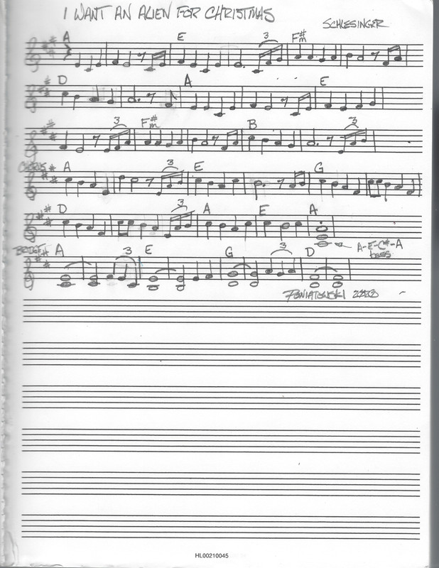 I Want An Alien For Christmas Sheet Music