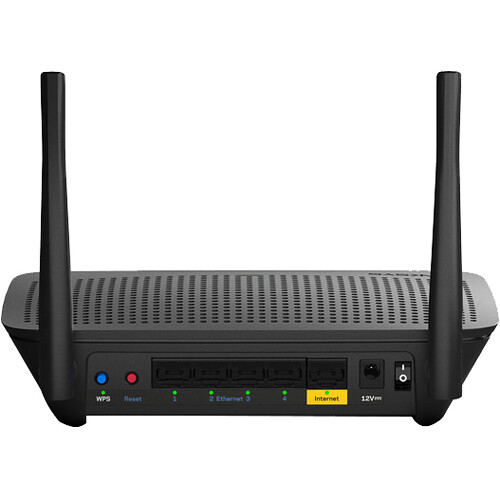 Vista trasera del router Linksys EA6350 mostrando sus puertos Gigabit y USB 3.0.
