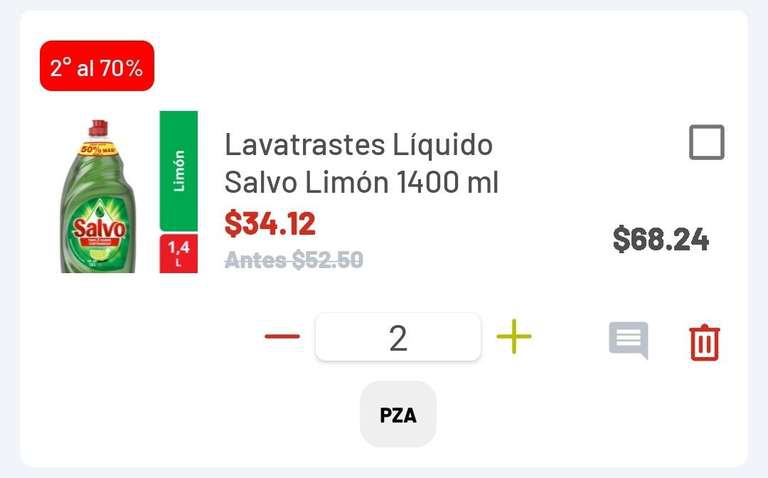 Soriana: Salvo Líquido Limón 2.8L (2x1.4L) 
