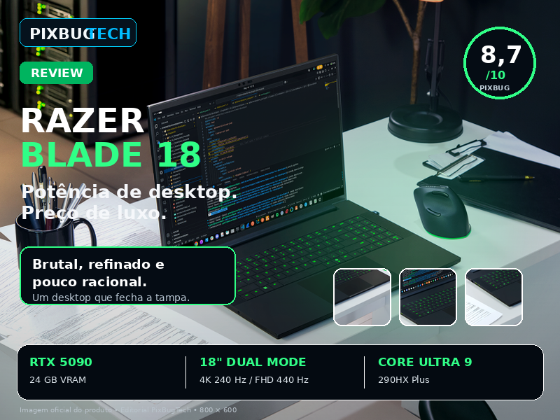 Razer Blade 18 é um desktop de luxo que ainda cabe em uma mochila