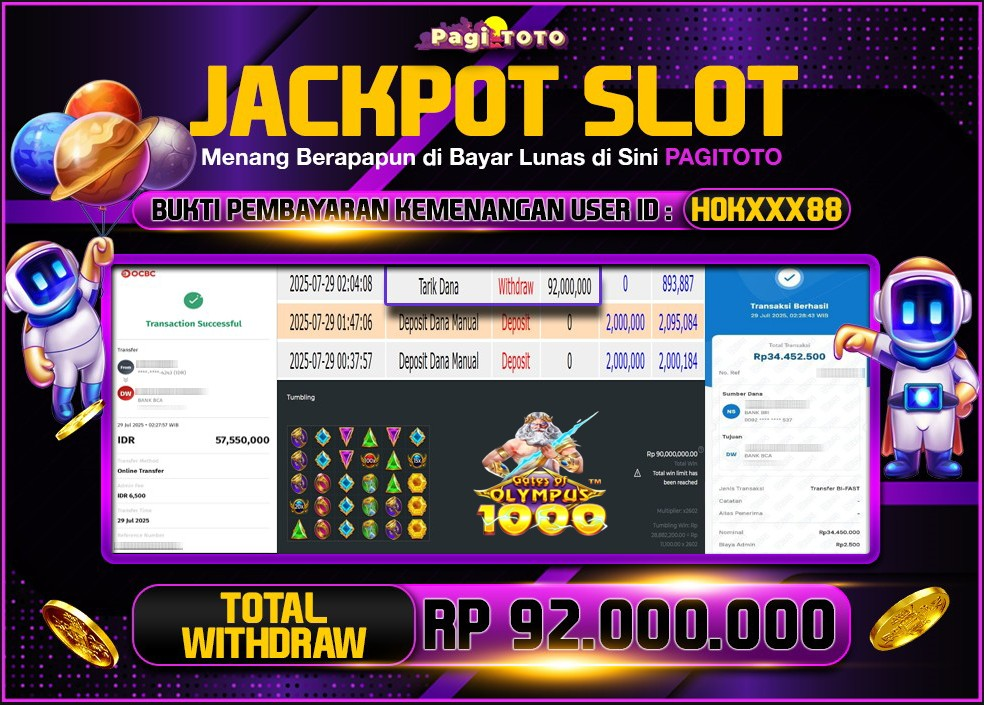 HAPPY JACKPOT MEMBER PAGITOTO SLOT GATES OF OLYMPUS 1000  Rp , 92.000.000- LUNAS