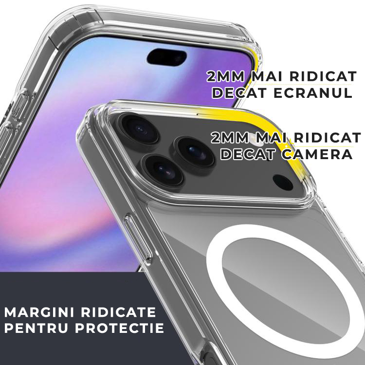 Husa pentru iPhone 17 Pro Daden® MagSafe, Clear Case, Atasare Magnetica, Antisoc, Calitate Premium, Transparent EDA008013404 A 6