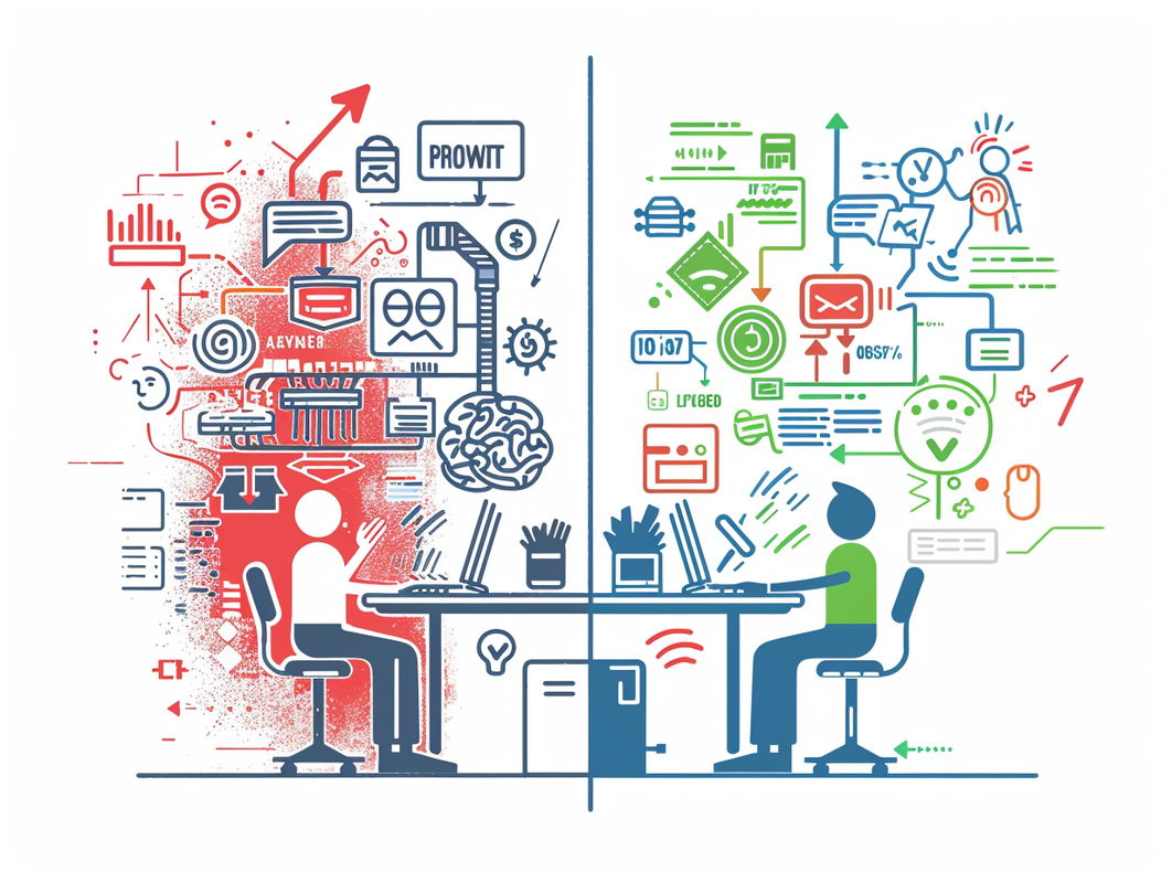 Infographic comparing poor vs. effective AI prompts, showing frustration to success transformation