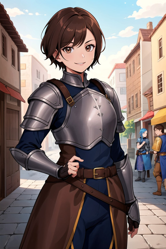 Lucy standing at the enterance with a smile