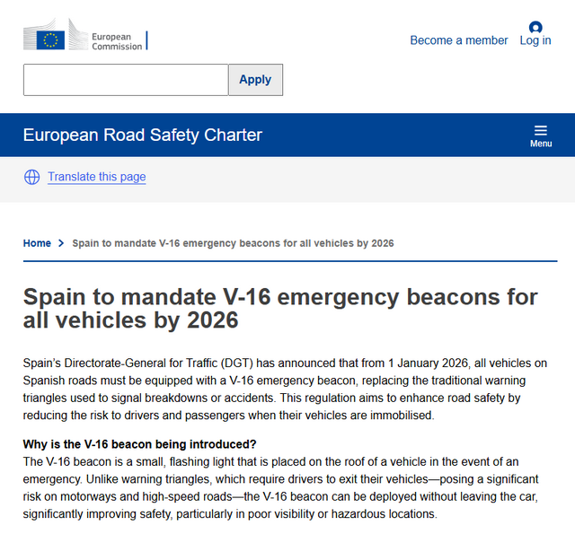 Spanien macht GPS-Warnleuchte im Auto zur Pflicht