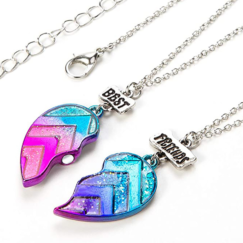 Multi-coloured 2pcs/ set Best Friend Necklace Heart BFF Friendship UK Stock  | eBay