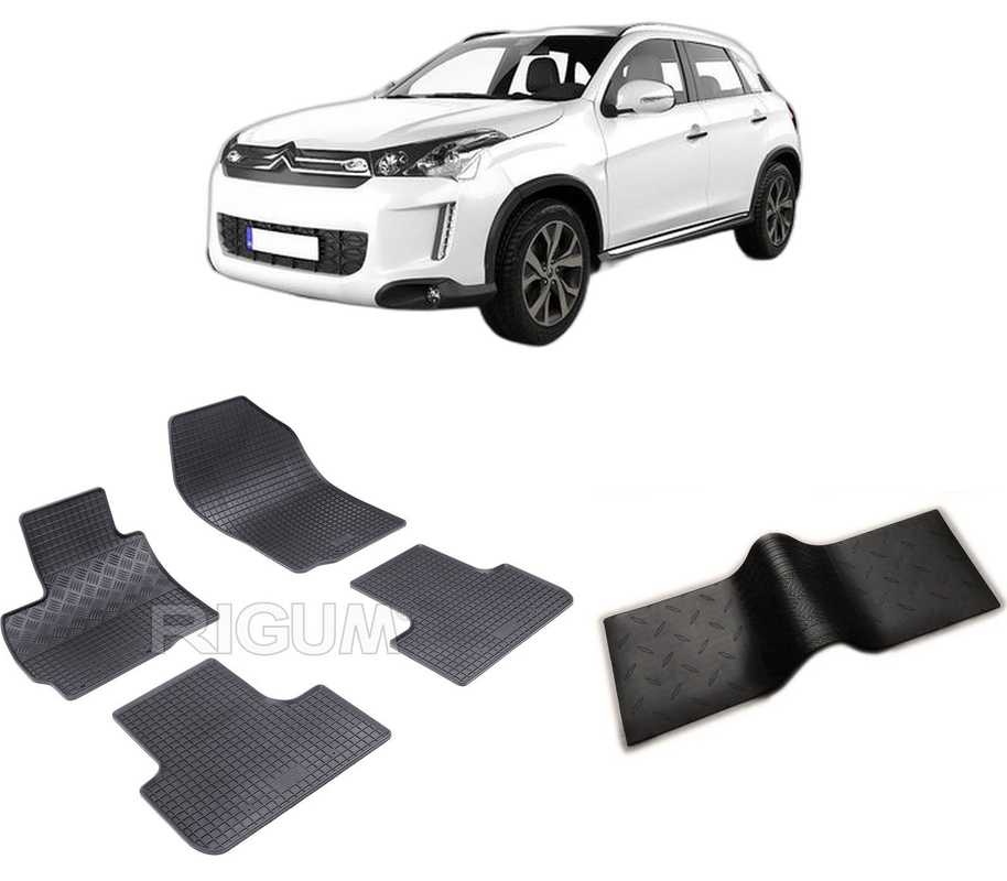 Set covorase auto CITROEN C4 AIRCROSS din 05.2012-03.2017, cu covoras tunel median, CAROSERIE SUV, Presuri cauciuc 100%, compatibil cu autoturismul CITROEN C4 AIRCROSS, Rigum