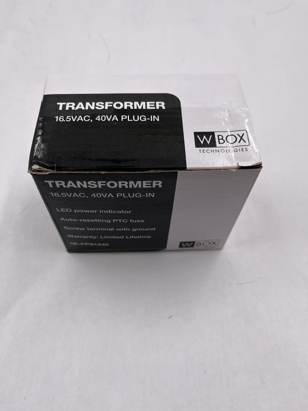 W BOX TECHNOLOGIES 0E-PPS1640 TRANSFORMER 16.5VAC 40VA PLUG-IN