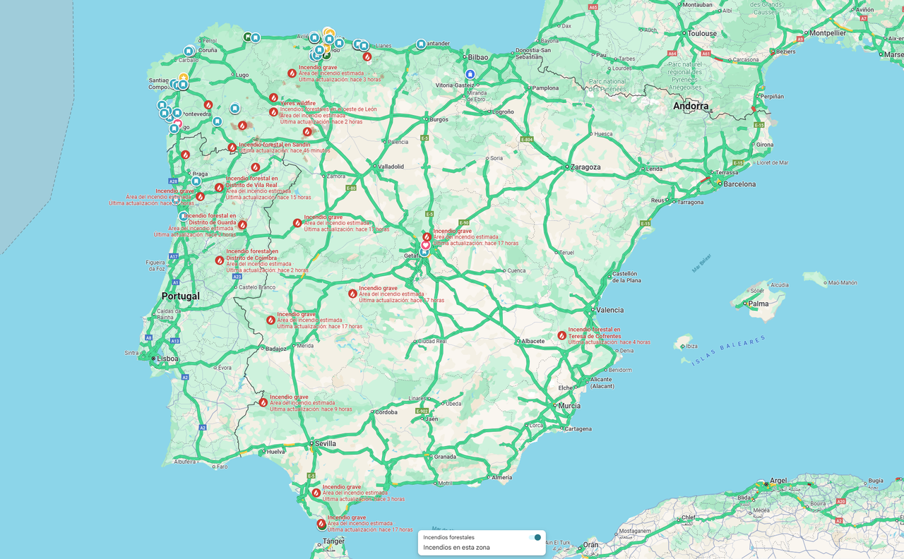 ¿Cómo ver el mapa de incendios activos en Google Maps?
