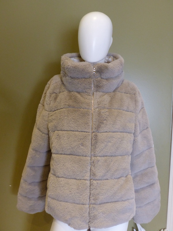 MY ANORAK CEMENT GRAY FUR COAT WOMENS S